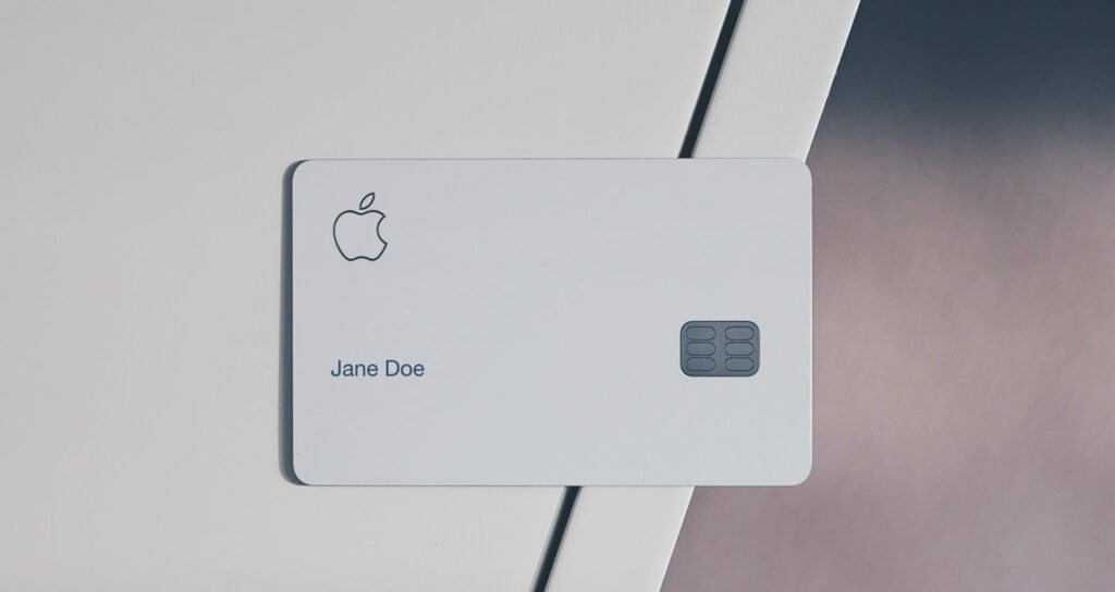 cartão de crédito branco com logo da apple personalizável